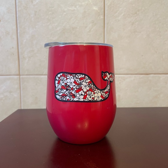 NWT VINEYARD VINES x TARGET RED HIBISCUS WHALE LID WINE CUP TUMBLER Travel Beach - Picture 3 of 9